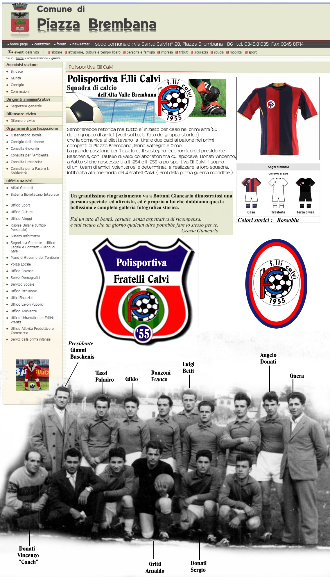 Presidenza della Polisportiva F.lli Calvi